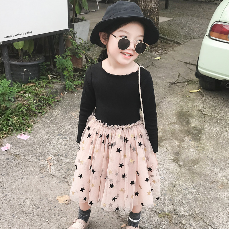 

4 6 8Year kids clothes girl autumn dress for children mesh princess dresses girls long sleeve tutu dress kids clothes, Black