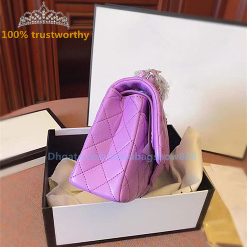 

2021 gold chain single shoulder bag women Luxurys Designers Crossbody handbags fashion classic leather purse lambs clutch small flap wallet wholesale, Barbie pink(large size 25cm)