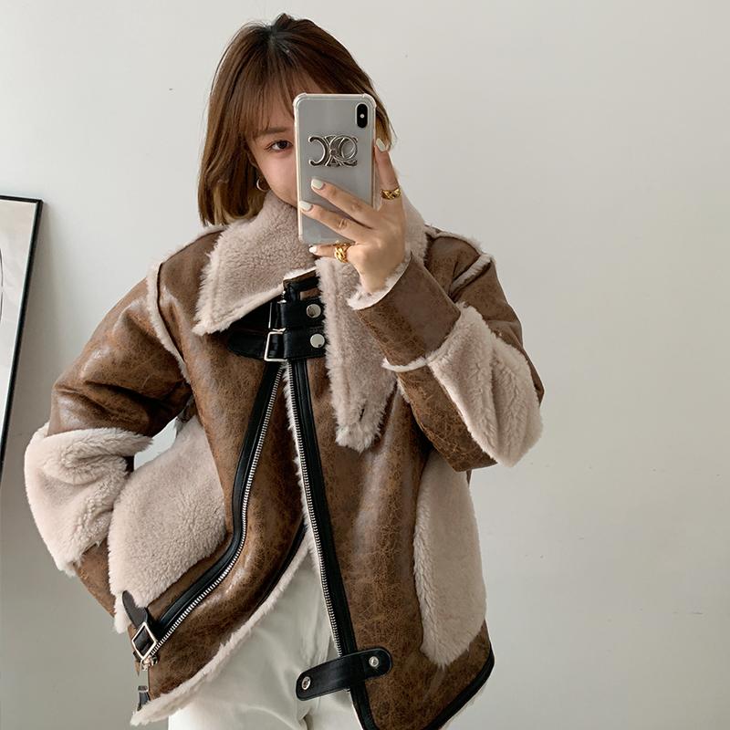 

Women's Fur & Faux Women 2022 Autumn Winter Natural Sheepskin Shearling Jacket Female Real Wool Thick Warm Biker Genuine Leather Coat A29, Black