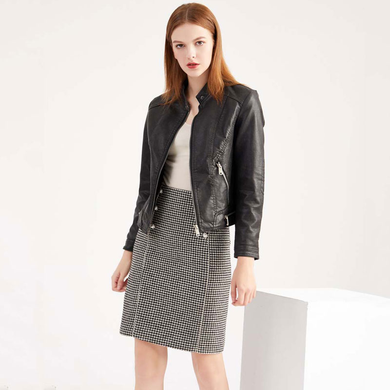 

2021 Autumn Pu Leather Jacket Women Winter Biker Motorcycle Jacket Women Coat Warm Faux Leather Jacket Femme, Tan;black