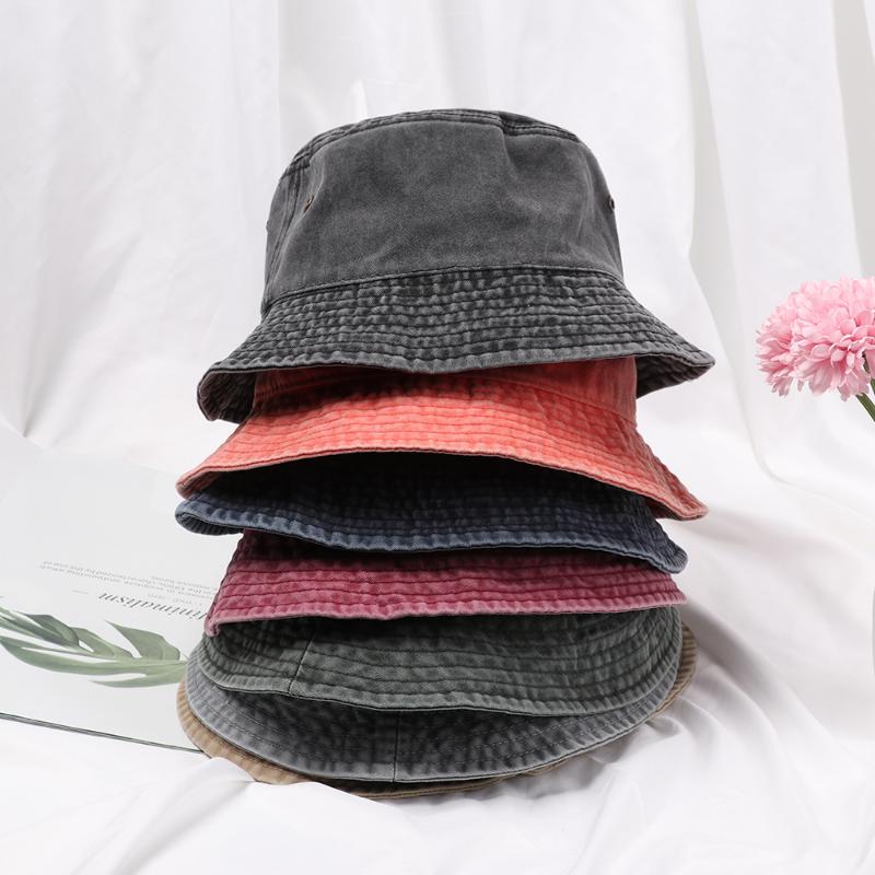 

Outdoor Hats Unisex Denim Washed Retro Bucket Hat Foldable Cotton Fisherman Cap Casual Summer Sunscreen Sun Fashion Beach, Black;white