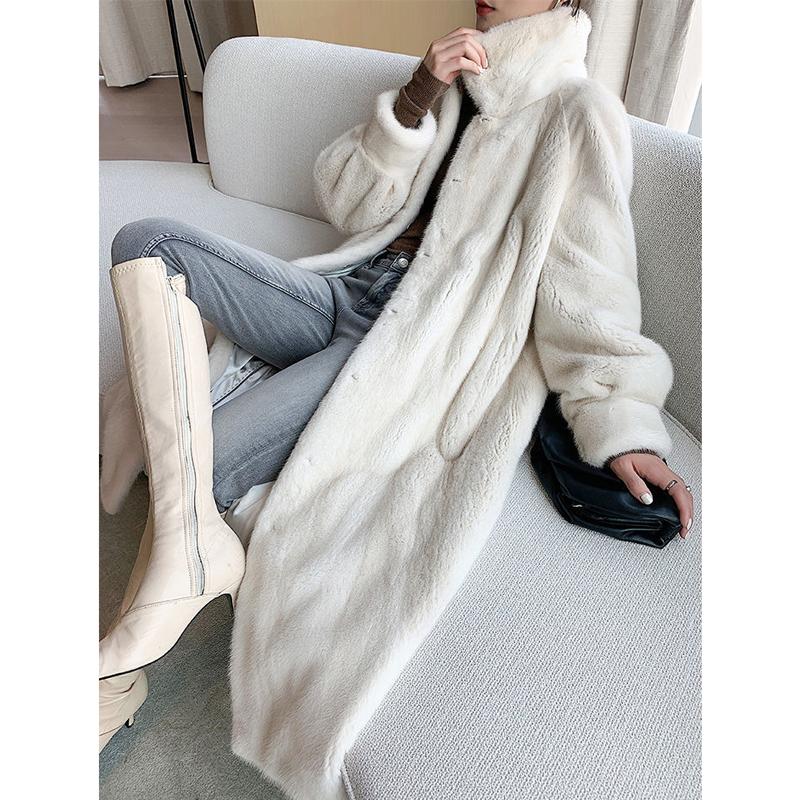 

Women's Fur & Faux 2021 Winter Women Coat Lengthen Knee Loose Lapel OverCoat Thick Warm Plus Size Female Plush Coats, Black