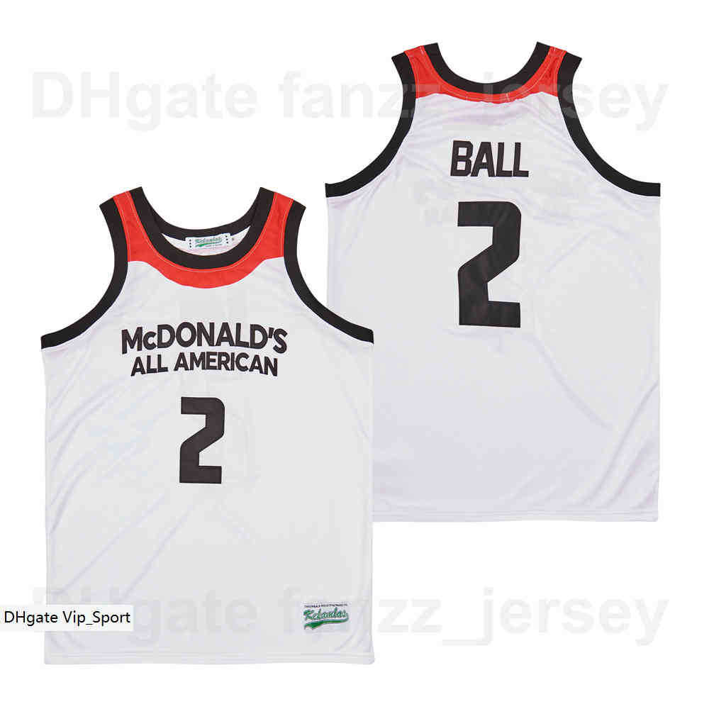 

Men Movie MCDONALDS Basketball LONZO BALL Jersey 2 Team Color White Breathable For Sport Fans Uniform Pure Cotton University Excellent
