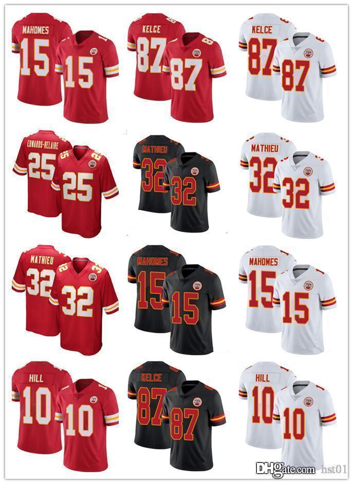 

Men Women Youth KansasCityChiefs15 Patrick Mahomes 10 Tyreek Hill 32 Tyrann Mathieu 87 Travis Kelce red Football Jerseys, Black;red