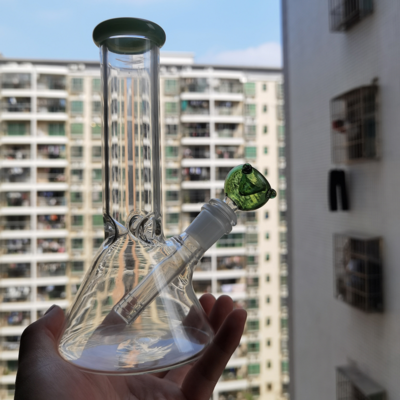 

8inch Beaker Base Glass Bong Hookahs Oil Burner With 4inch Downstem 14mm Male Clear Bowl Bubbler For Heady Wax Tobacco Dab Rig High Quality Smoke Accessories