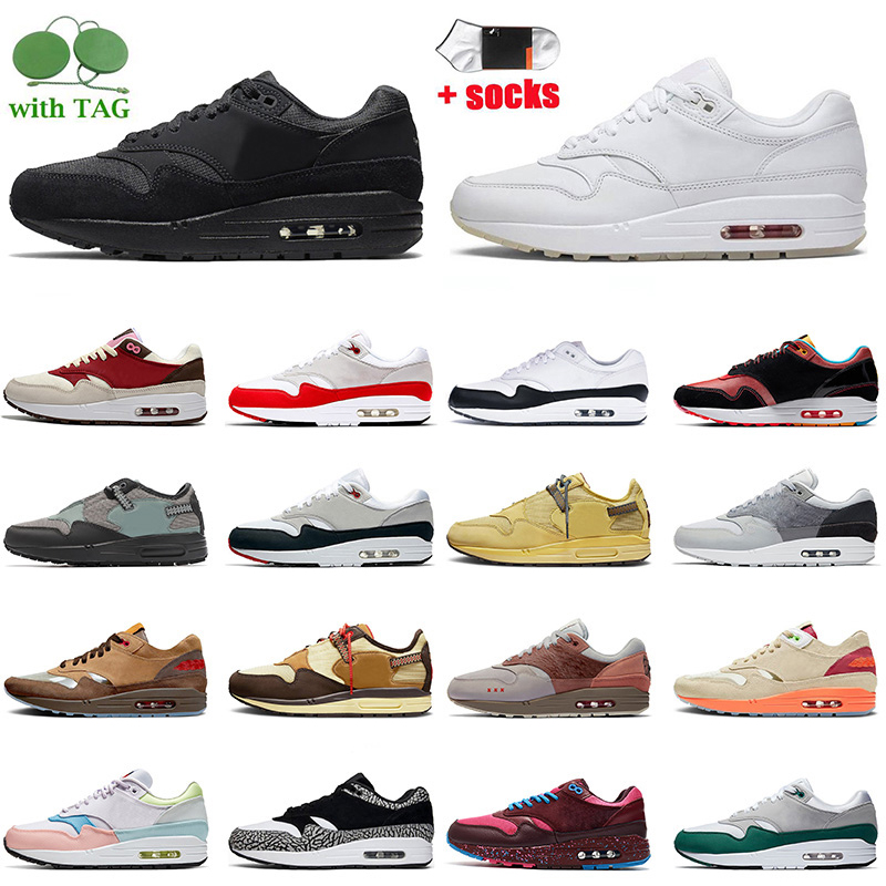 

Mens Cushion 1 Running Shoes 87 Baroque Brown Saturn Gold Cactus Jack Clot Kiss Of Death CHA Obsidian Amsterdam High Quality OG Anniversary Women Outdoor Trainers, D50 black red gum 40-45