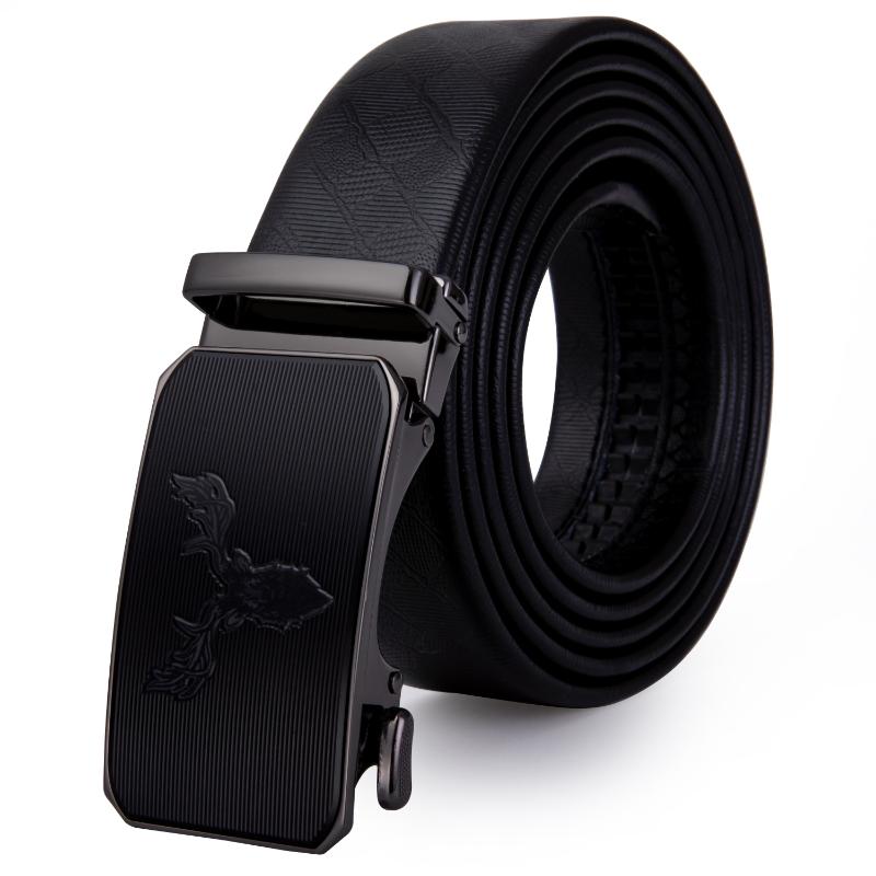 

Hi-Tie Fashion Elk Buckle Belts For Men Black Solid Genuine Leather Business Belt Trouser Jeans Waistband Strap Wedding, Black;brown
