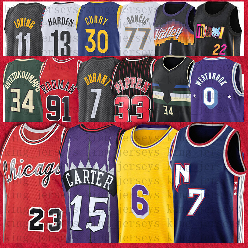 

7 Kevin 34 Giannis Durant Antetokounmpo Basketball Jerseys 23 Rodman Ball Carter MJ 15 Vince 91 Dennis 33 Scottie Men Pippen Tyler Jerseys Herro Ja Westbrook Morant