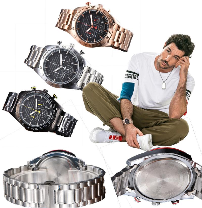 

Wristwatches Functions Watch Men Top Brand -TiSot- Quartz Men's Stainless Steel Case&strap Chronograph Waterproof Male Wristwatch, Slivery;brown