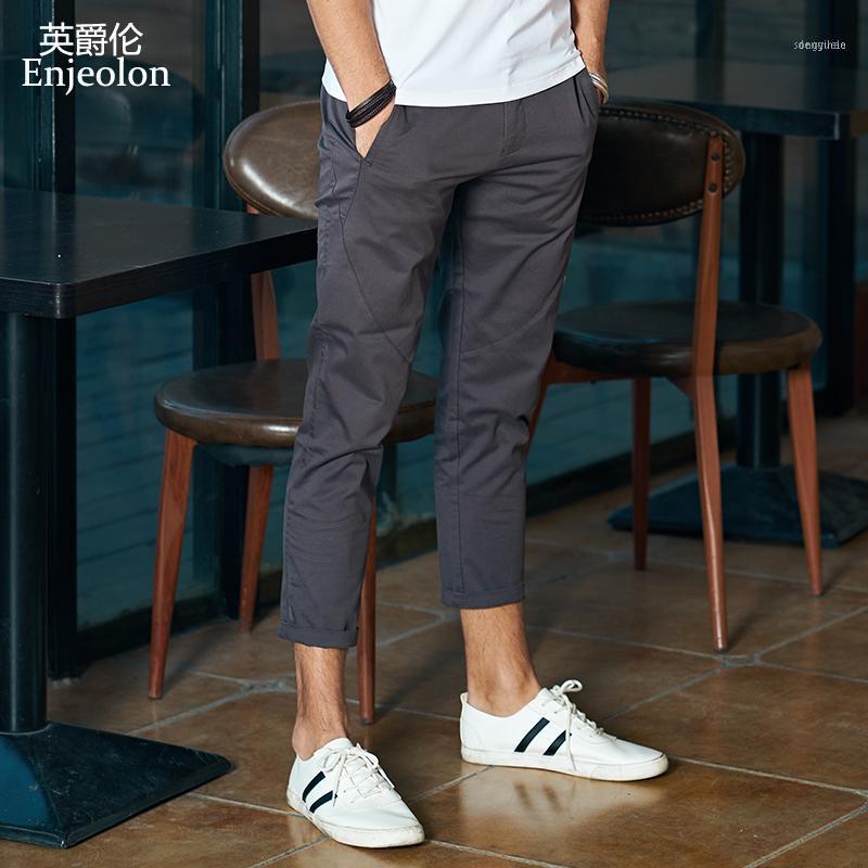 

Men's Pants Enjeolon Brand Ankle Length Trousers Solid 7 Color Pencil Men Males Causal Fashion Clothes K62591, Black