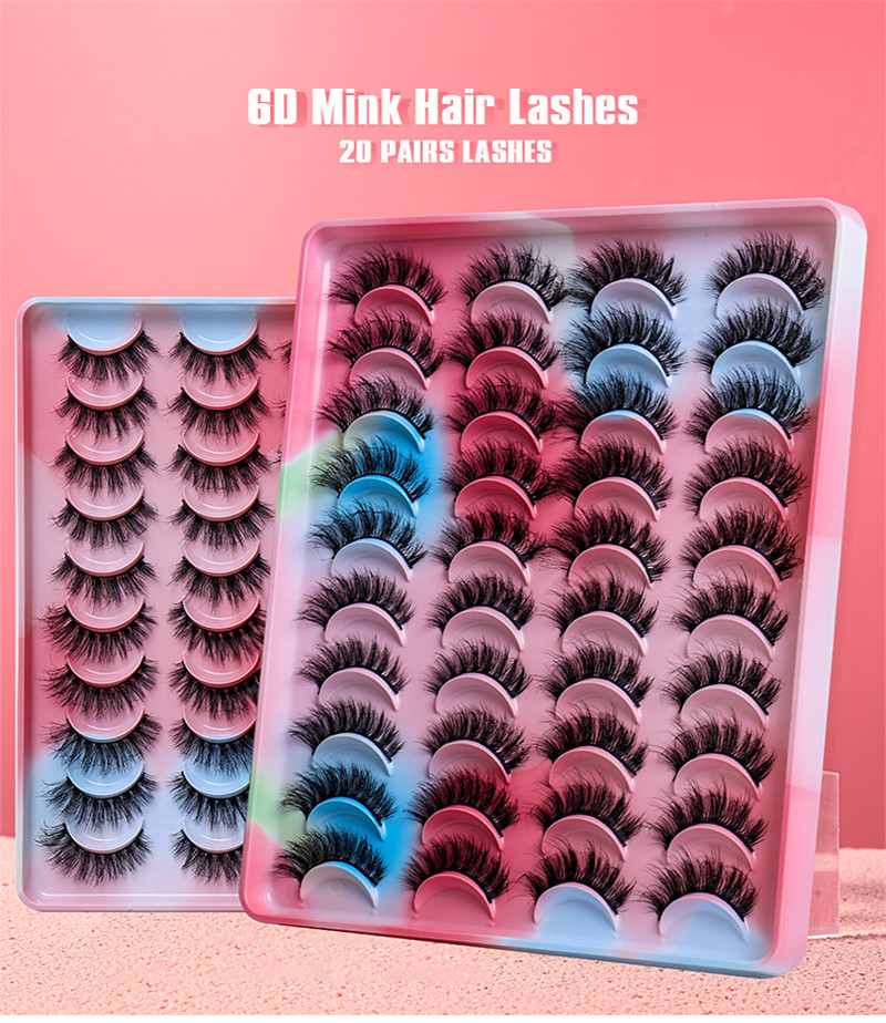 

20 Pairs 6D Handmade Natural False Eyelashes Soft Fluffy Dramatic Full Volume Faux Mink Lashes Thick Makeup Eyelash Wholesale