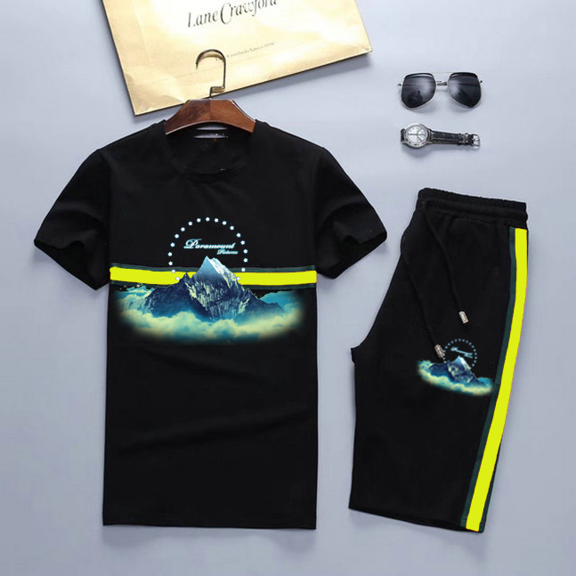 

Mens Tracksuits Summer Sweatsuit Italy Style Sport Clothes Men's Short Sleeve T-shirt Casual Sports Jogger Pants Suits O-Neck Fashion Tracksuit, Gray