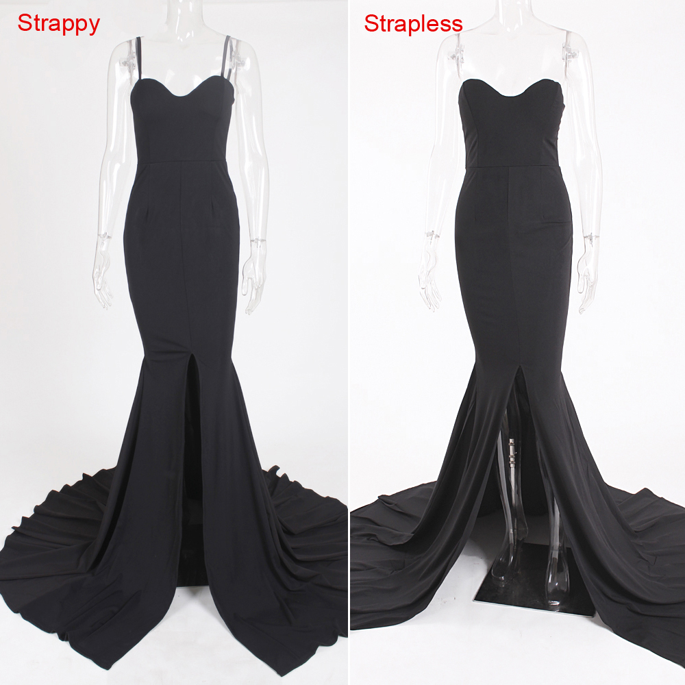 

2021strapless long black maxi dress front slit bare shoulder red womens evening summer night gown party maternity dresses, Black;gray