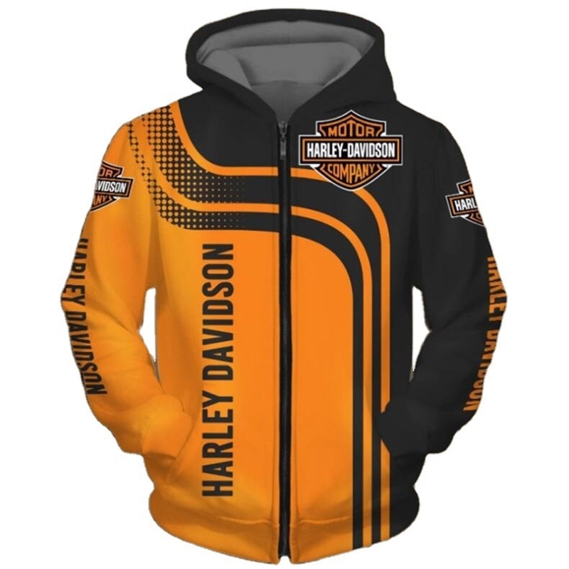 

2021 new men's coat Harley 3D digital printing loose zipper Hoodie, Dh10016