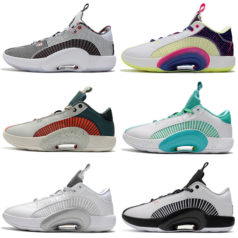 

2021 Release Jumpman XXXV 35s Low PF Outdoor Shoes Mens 35 Black White Silver Sports Sneakers, As shown 17