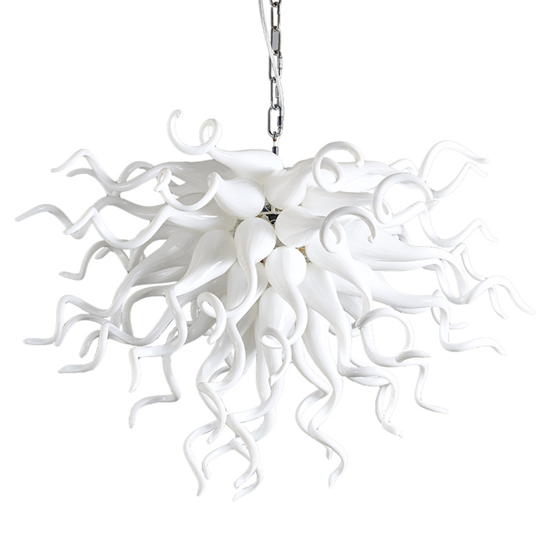 

Hand-blown Glass Crystal Chandelier LED Art Pendant Lamps White W70xH60CM Indoor Lighting Modern Living Room Decoration
