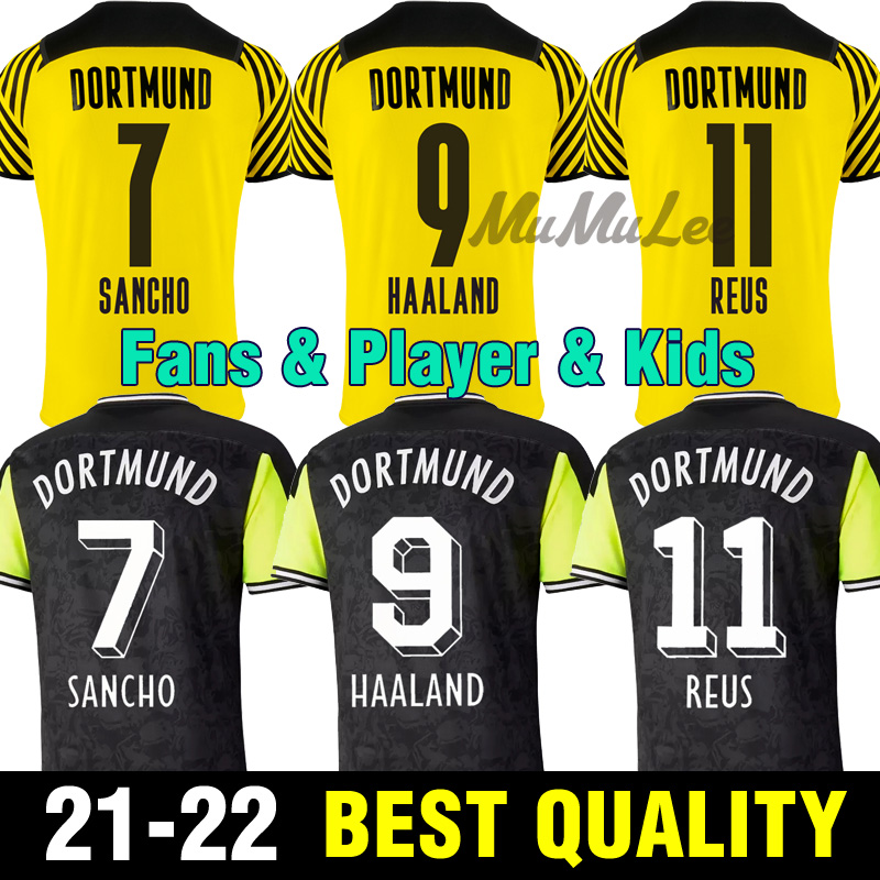 

HAALAND REUS 21 22 4th soccer jersey 2021 2022 football shirts BELLINGHAM SANCHO HUMMELS BRANDT home away men + kids kit maillot de foot, Black;yellow