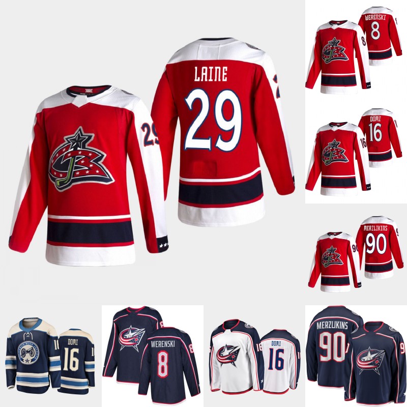 

Columbus Blue Jackets Patrik Laine Jersey Max Domi Elvis Merzlikins Zach Werenski Jakub Voracek Emil Bemstrom Boone Jenner Gustav Nyquist Gregory Hofmann Peeke, Youth navy s-xl