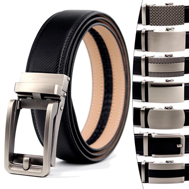 

Belts 2021 Style Brand Simple Casual Men's Leather Belt Designer Luxury Cowhide Ratchet High Quality Alloy Automatic Buckle, Black