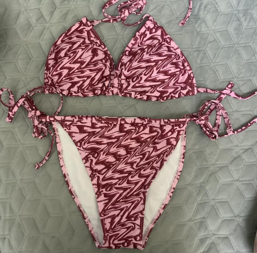 

2021 Summer Time Bathing suits Swimwear High Quality Fashion Sexy Triangle women' Swimsuit Bikini Set Multicolor High-end D Pattern Beach Holiday Casual Style up, Red