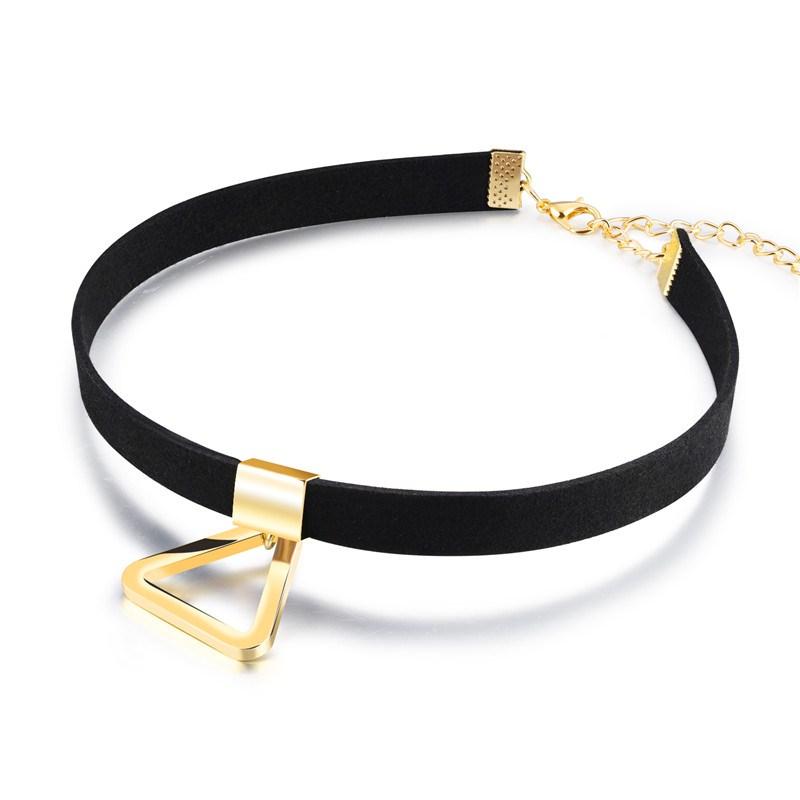 

Fashion Choker Initial Geometric Triangle Charm Gold Color Velvet Quality Collier Gift For Girlfriend From Ms Betti Jewelry Chokers