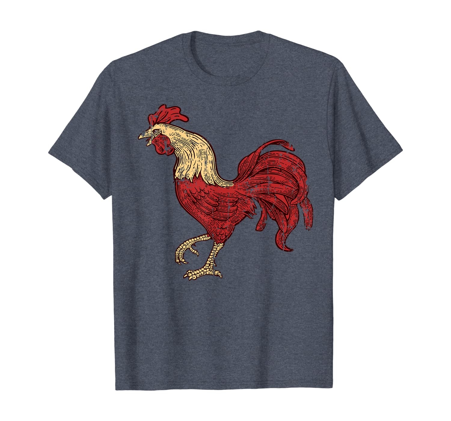 

rooster retro vintage t shirt, red fighting chicken apparel, White;black