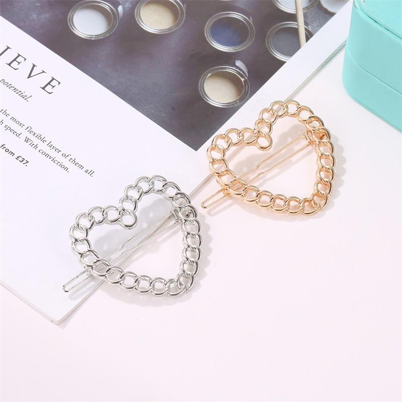 

Hair Clips & Barrettes Korea Cold Temperament Hollow Metal Chain Love Hairpin, Golden;silver