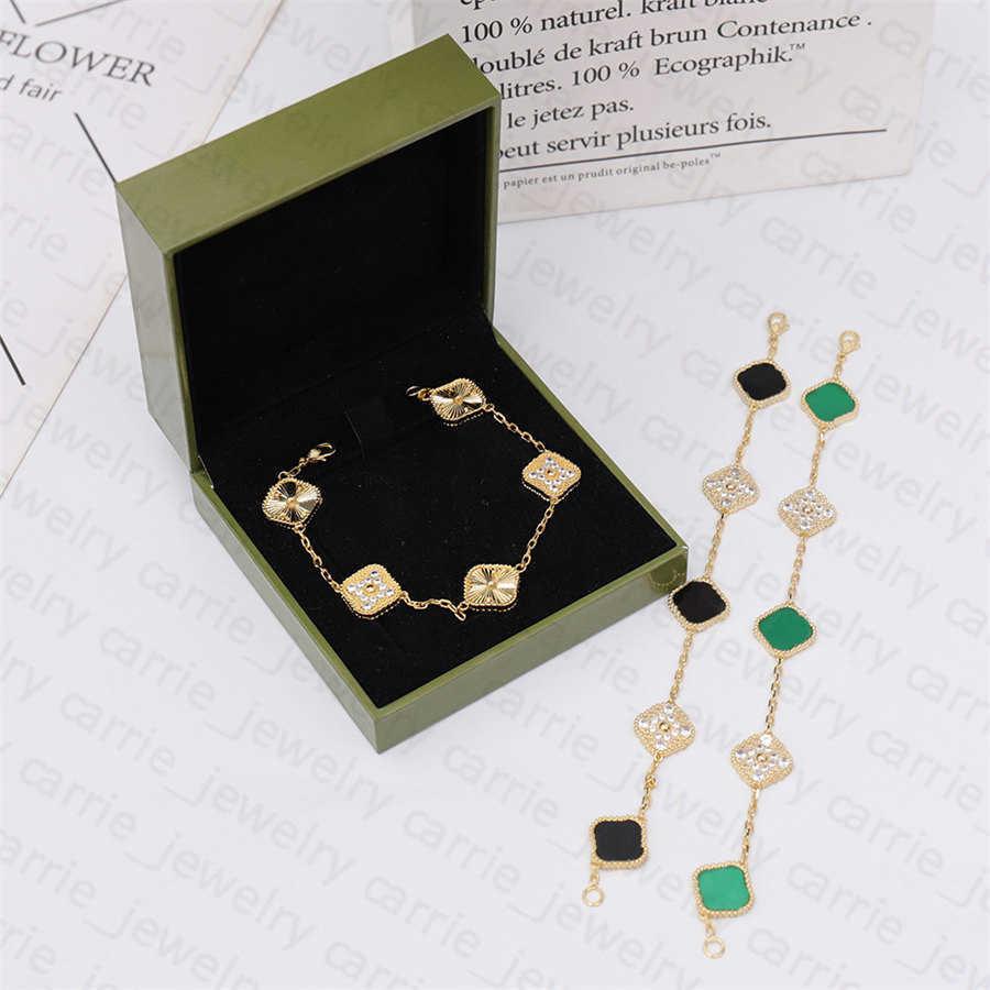 

925 Silver Elegant Bracelet Necklace Fashion Man Woman Chain Wedding Bracelets Luck clover Leaf Designer Jewelry Top Quality Vintage Womens 5 flowers bracelet Van