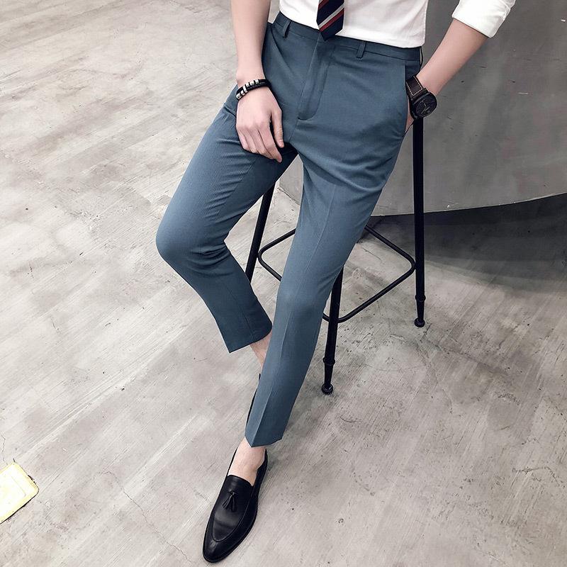 

Men's Suits & Blazers Fashion Business Stretch Suit Pant Man Smart Casual Pants Men Black Straight Slim Fit Formal Trousers Plu