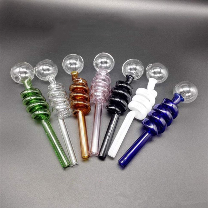 

14cm Pyrex Glass Oil Burner Pipes Straight Good Airflow Condenser Type Smoking Pipe Small Handpipe Nail bongs Curved Oil Burners for tobacco tools