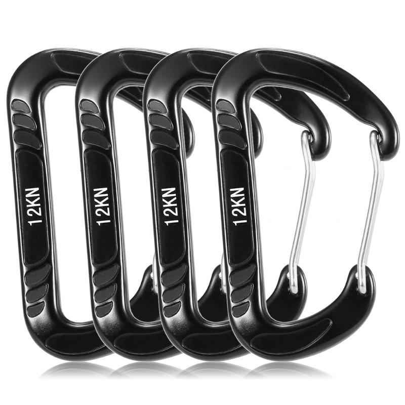Lixada 4PCS 12KN Heavy Duty Carabiner Climbing Steel Spring Clip Hammock Equipment Mosqueton Cords, Slings And Webbing-image-689577833