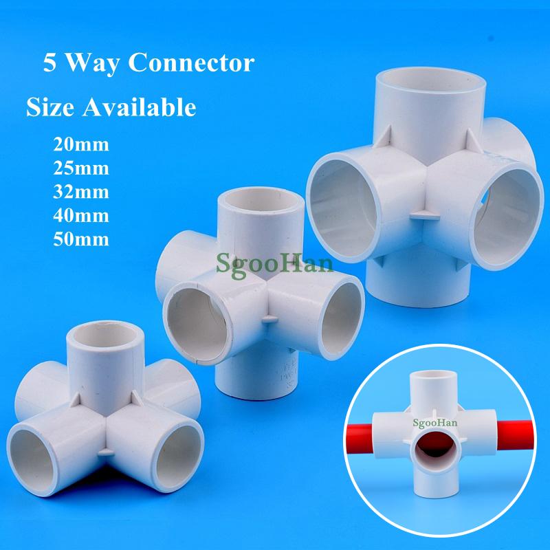 

2~50pcs ID 20~50mm 3D Three-Dimensional 5 Way PVC Water Pipe Connector Garden Irrigation Tube Adapter Fittings DIY Shelf Joint Watering Equi