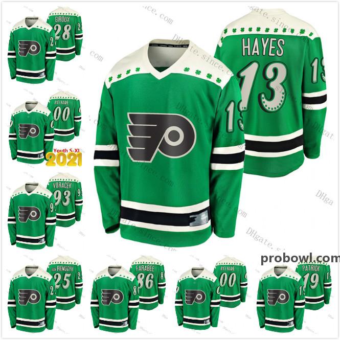 

Voracek Gostisbehere 2021 St. Patricks Day 79 Carter Hart Philadelphia Flyers Wayne Simmonds Patrick Couturier Claude Giroux Youth Jersey, Orange men choose size s-3xl