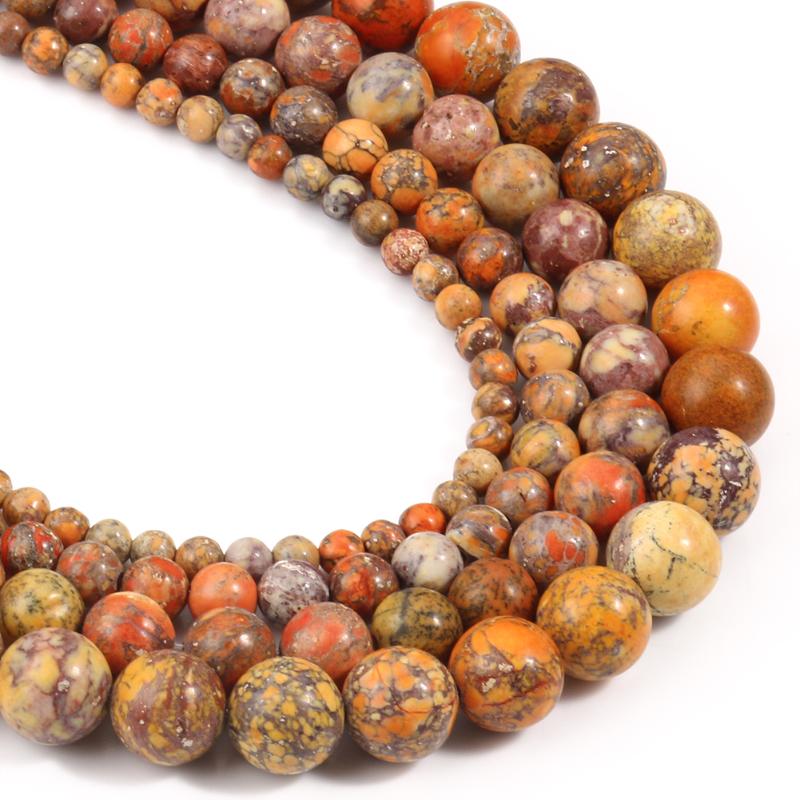 

Other Natural Stone Beads Orange American Howlite Turquoises Round Loose For Jewelry Making DIY Bracelet Accessories 15'' 4-10mm
