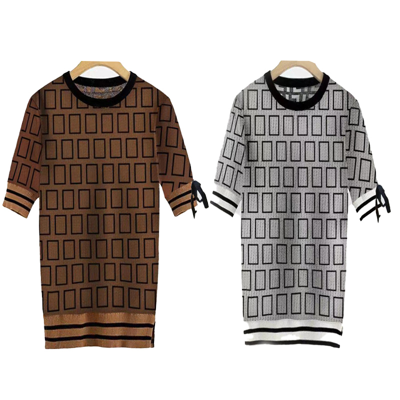 

Designer clothes sweat shirt women' Short sleeve Lace up sweater high end fashion letter jacquard temperament youth leisure round neck