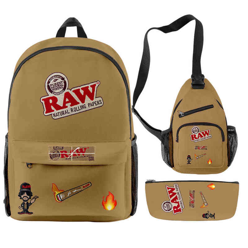 

Raw 3pcs/set Men Women Backpack Cigar Oxford Waterproof Backpack Bags Unisex Outside Hiking Travel Bicycle Bag Laptop Bags