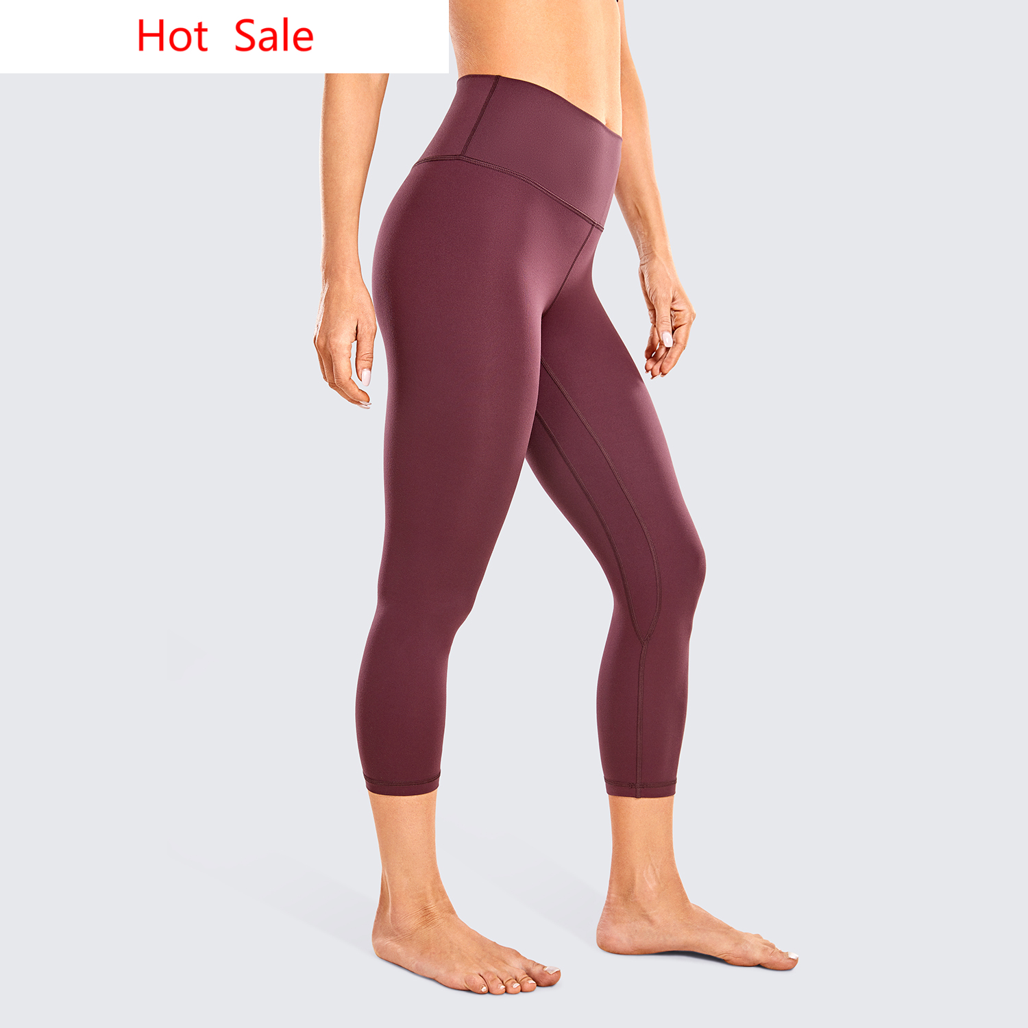 

Women's High Waisted Workout Leggings Naked Feeling Soft Yoga Capris Running Pants- 21 Inches, Dark russet05