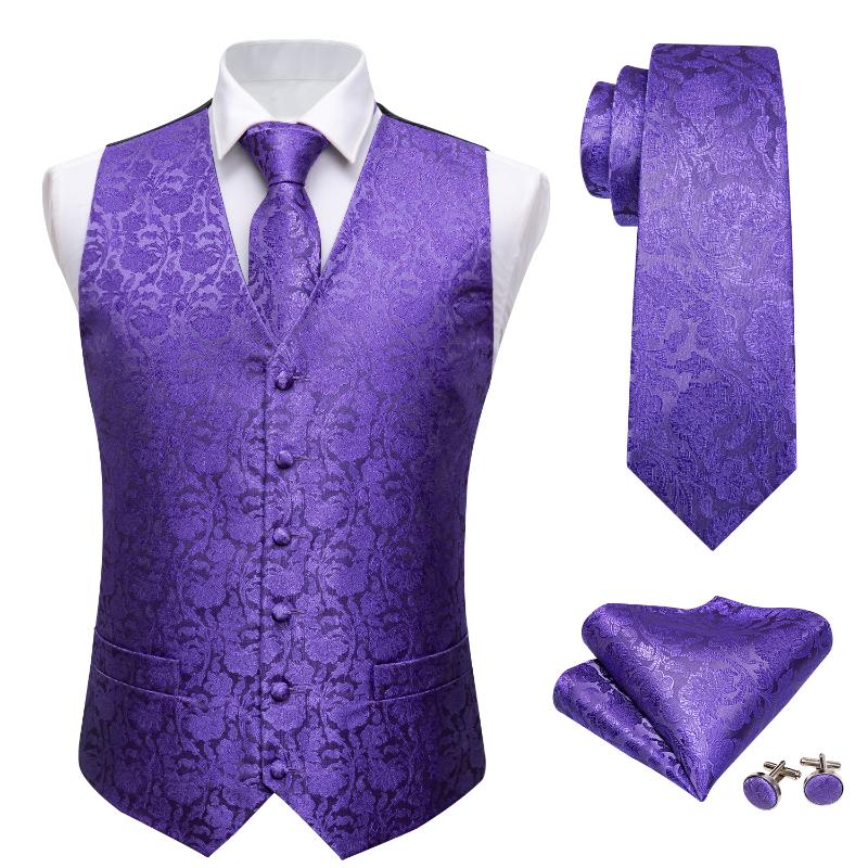 Cadbury Purple Diamond Waistcoat Vest Wedding Formal UK Men's A38 