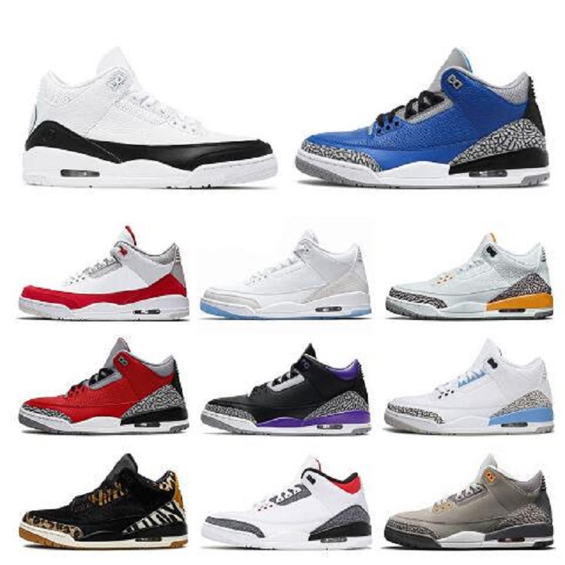 

High Quality Basketball Shoes 3 3s Fragment Blue Cement Mens Wmens Jumpman Laser Orange UNC Fire Red Trainers Sneakers Size 40-47 shoe, Color 14