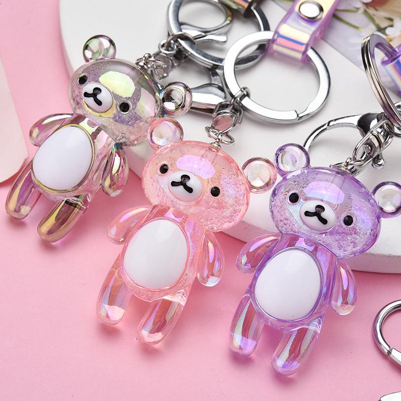 

Keychains 2021 Creative Acrylic Bubble Bear Key Chain Transparent Animal Pendant Ring Party Gift Jewelry For Women Accessory