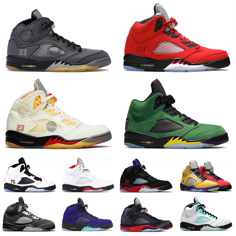 

Sports Sneakers Jumpman 5 Men Women Trainers 5s Basketball Shoes Raging Bull What The Black Muslin Fire Red Oregon Paris Island Green Wings