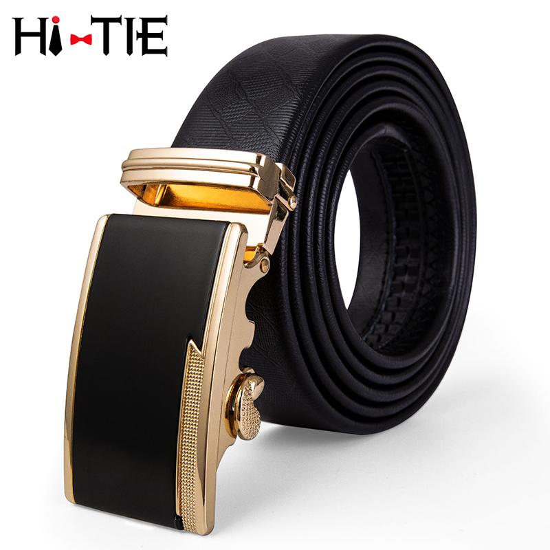 

Hi-Tie Brand Business Leather Men Belt Real Cowhide Automatic Large Genuine Luxury Designer Gold Belts PD-2057, Black;brown