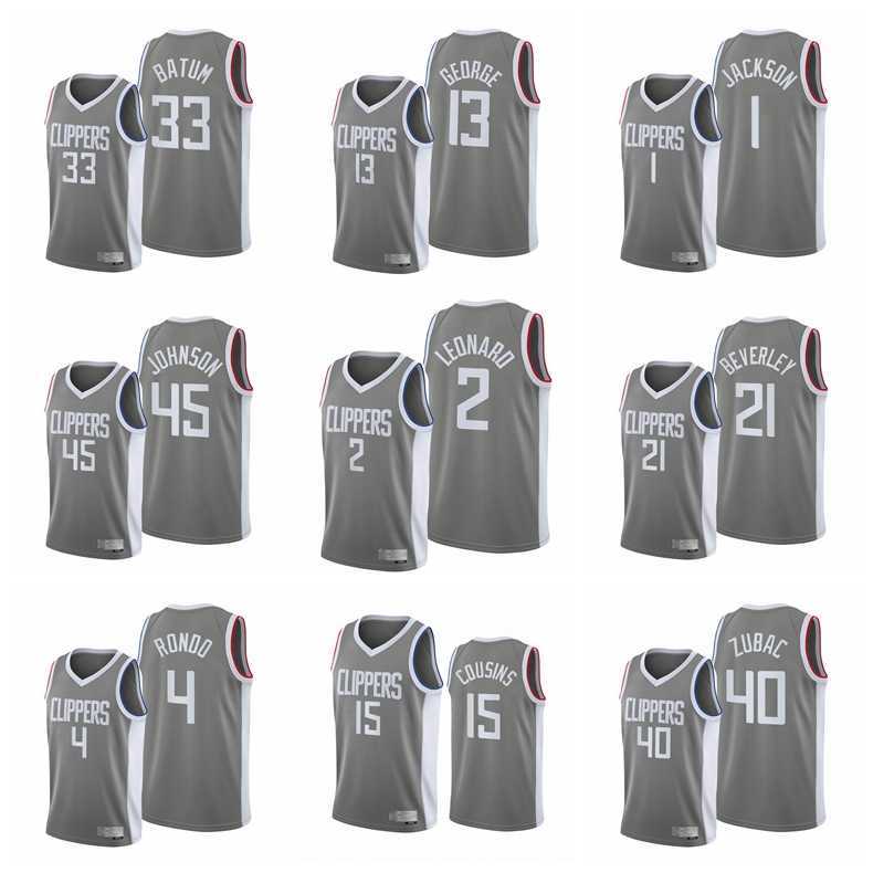 

2020-21 Los Angeles Men Clipper Kawhi Keon Johnson Leonard Paul George Reggie Jackson Rajon Rondo Edition Earned Gray Basketball Jersey, Black