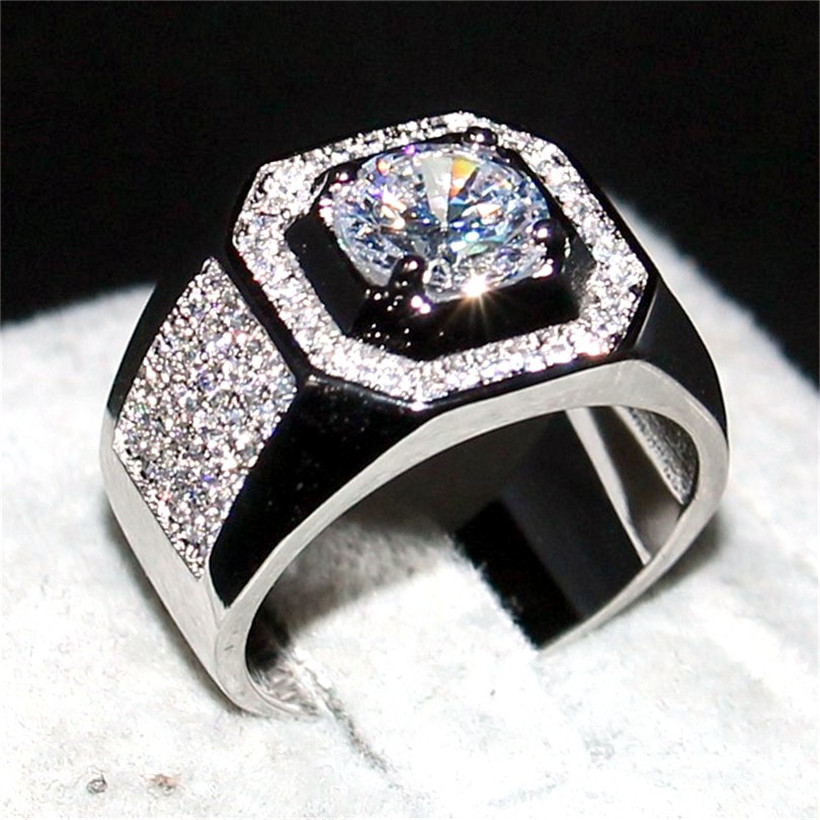 

Choucong Sieraden Heren 925 Sterling Silver & Rose Gold 1.5ct Diamond Paev Cz Stone Ring engagement Wedding Bands Boys sz 7-13 Poison 210506