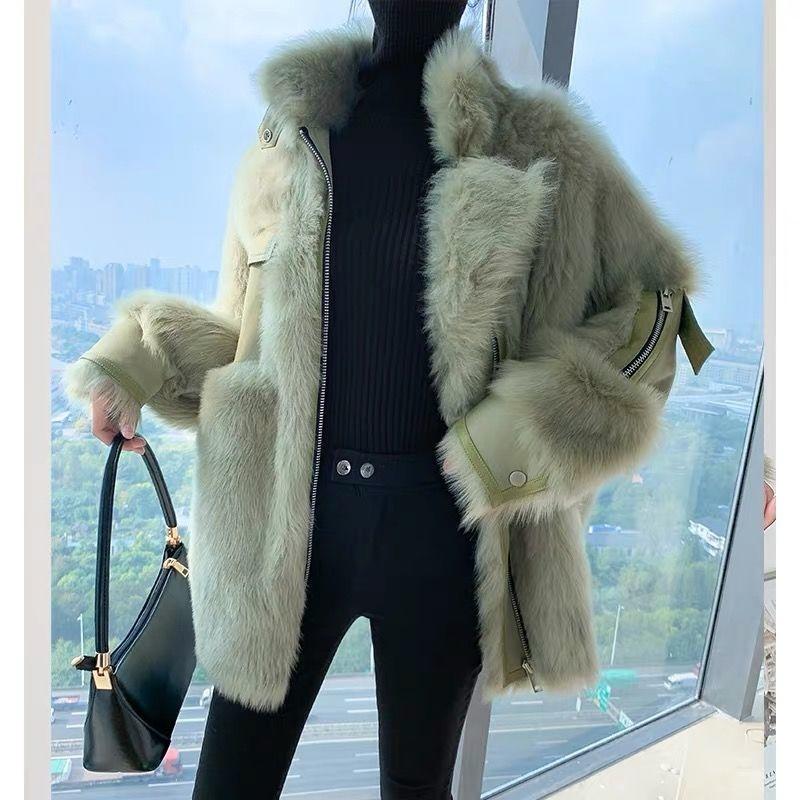 

Women' Leather & Faux Women Spring Fashion Winter Warm Outcoat Female Harajuku Double-faced Fur Coats Ladies Thick Mujer Coat Snow Wear, As pic