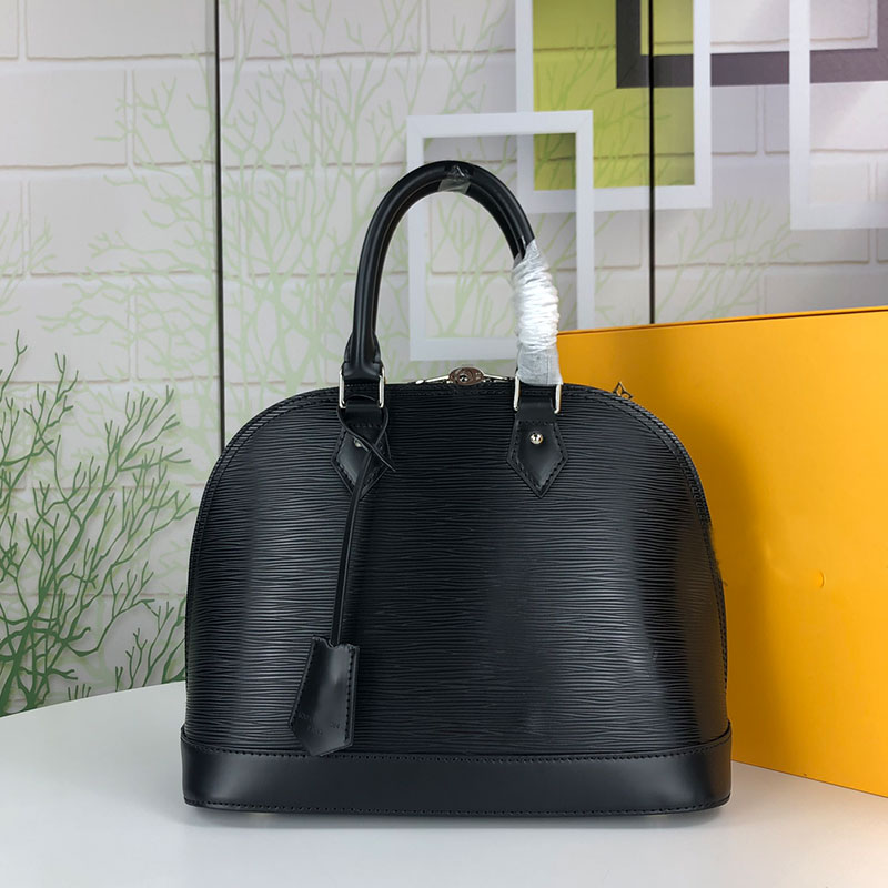 

2021 women handbag Designers Shoulder Bag High quality pu leather totes fashion ALMA Bb water ripple small patent hand shell crossbody purse size 32 cm, Pink