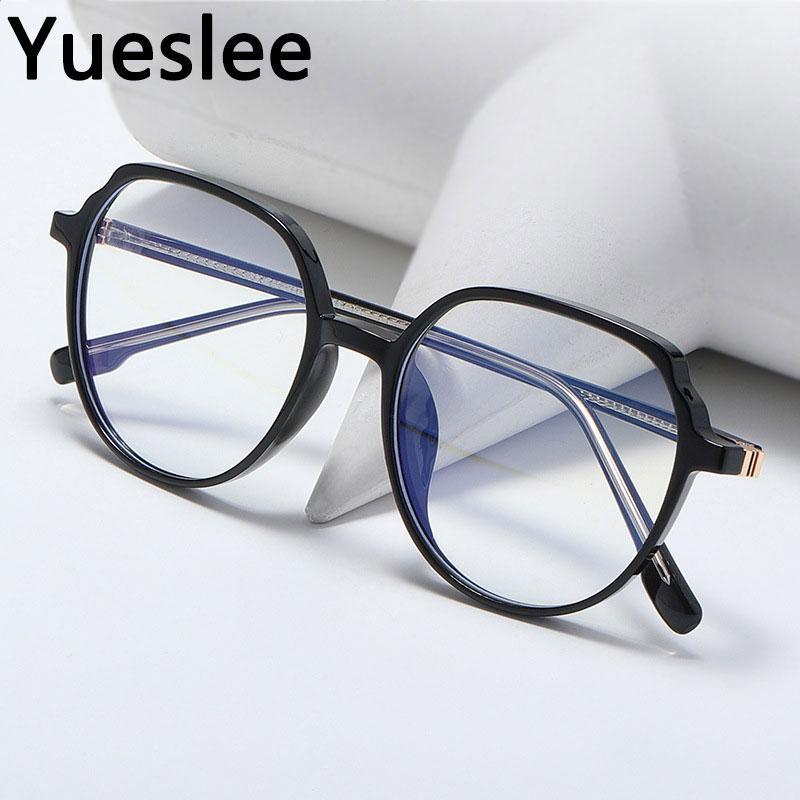 

Sunglasses 49531Plastic Titanium Anti Blue Light Round Glasses Frame Men Women Optical Fashion Computer Eyeglasses