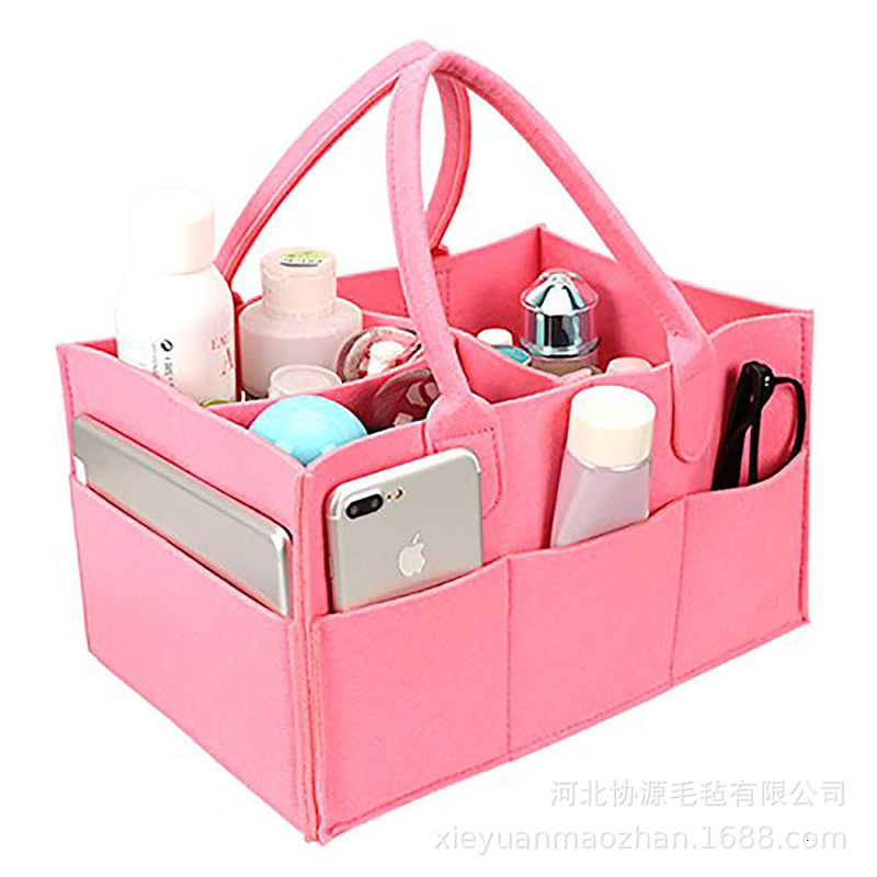 

Large Capacity Portable Mommy Baby Felt Diaper Storage Bag, New - pink