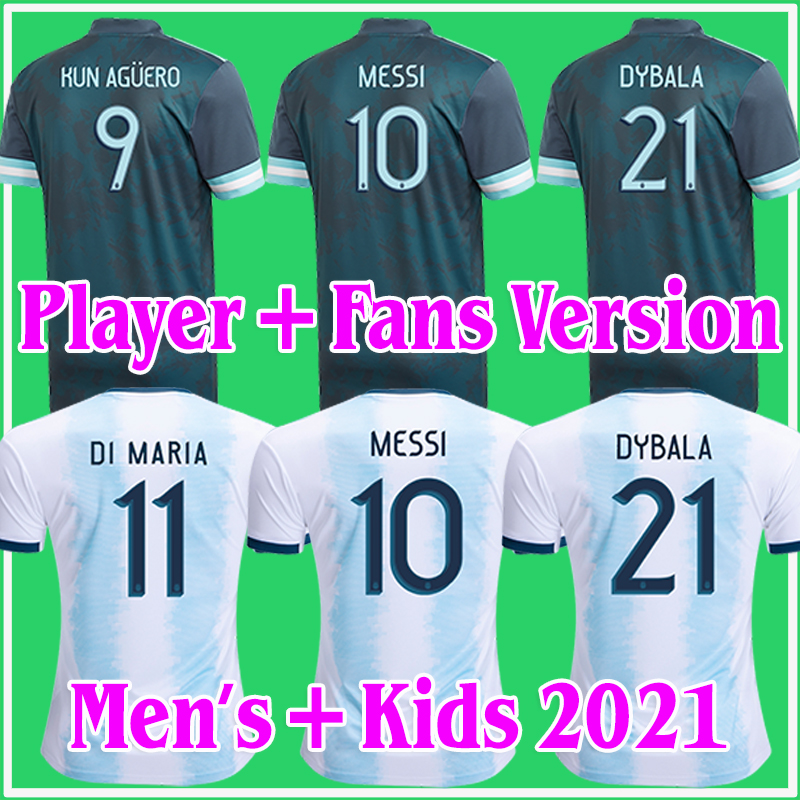 

Argentina soccer Jersey Fans and player version 2021 Copa america DI MARIA HIGUAIN MESSI DYBALA AGUERO football shirt Men + Kids kit sets un, Black;yellow