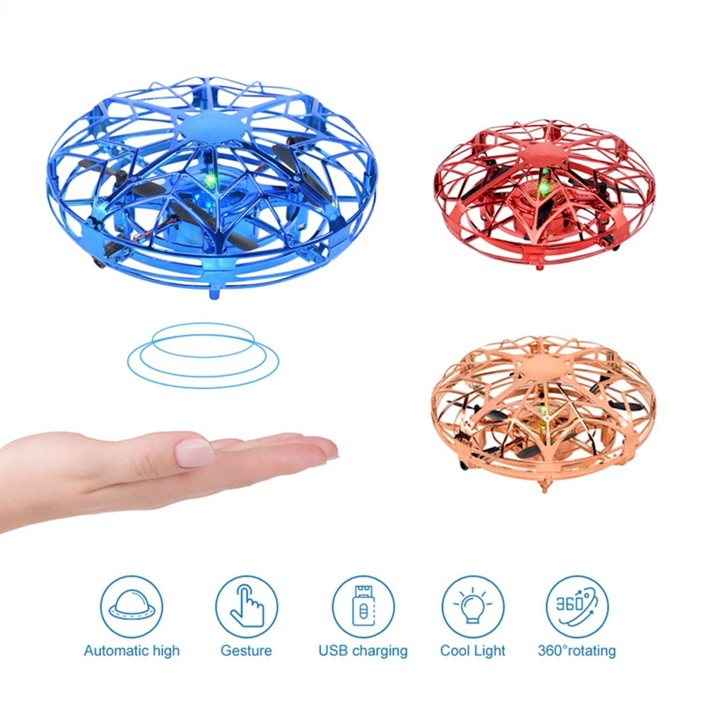

Mini UFO Drone RC Helicopter Aircraft Toy Quadcopter Infrared Hand Sensing Interactive Flying Saucer RC Toys Golden /Red /Blue
